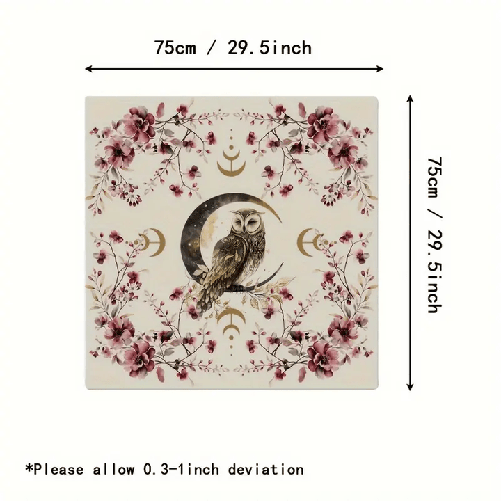 Nappe de tarot en tissu d'autel avec hibou porte-bonheur Olivenorma