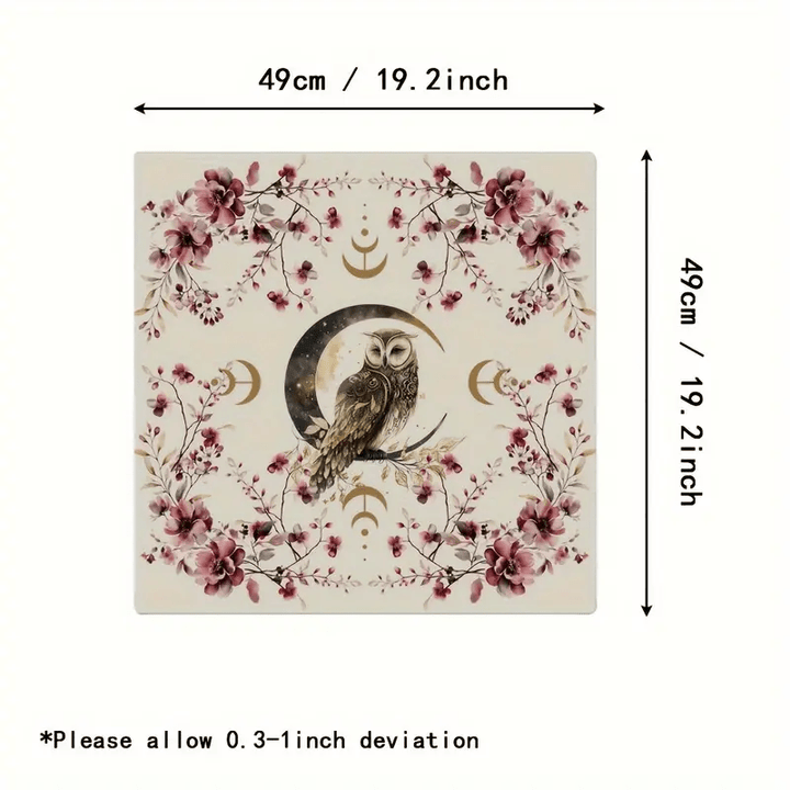 Nappe de tarot en tissu d'autel avec hibou porte-bonheur Olivenorma