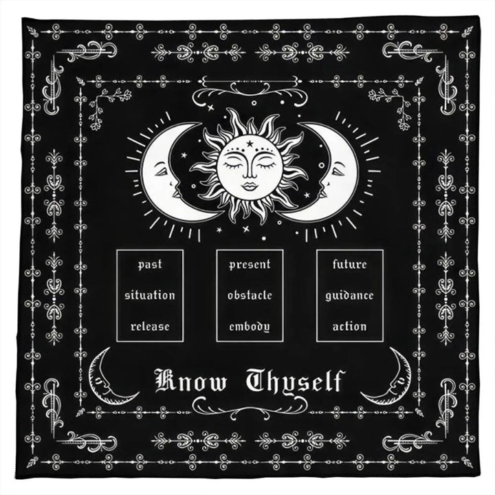 Nappe de tarot Olivenorma Connais-toi-même toi-même Lune et Soleil