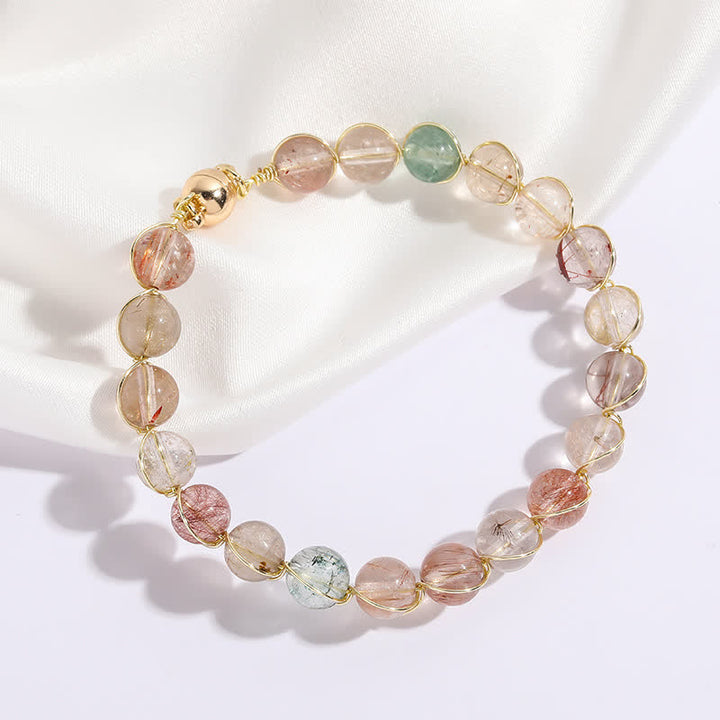 Bracelet en perles de quartz rutile couleurs Olivenorma