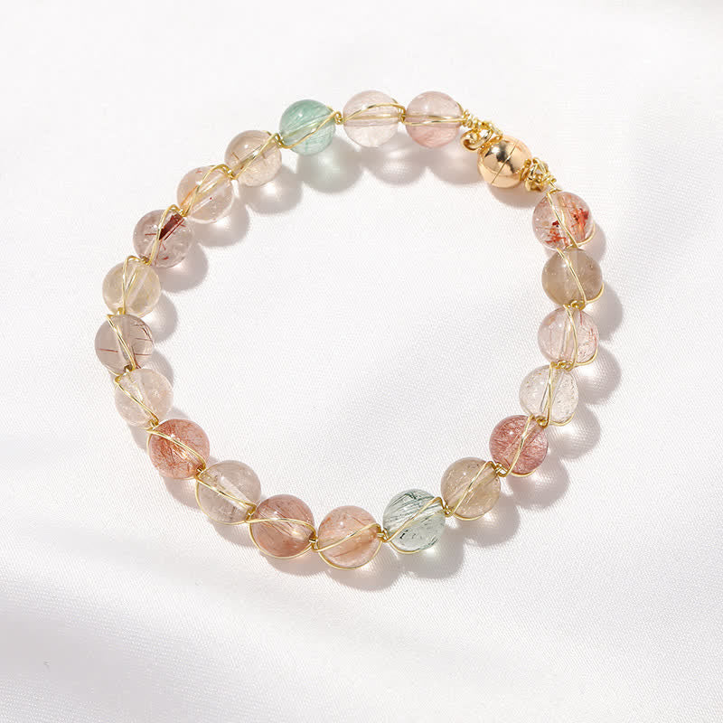 Bracelet en perles de quartz rutile couleurs Olivenorma