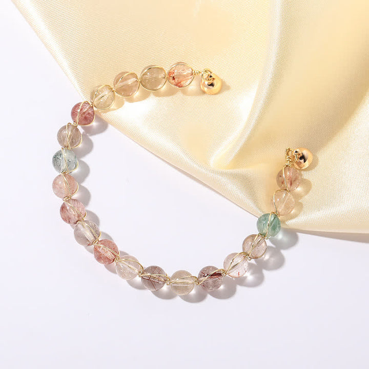 Bracelet en perles de quartz rutile couleurs Olivenorma