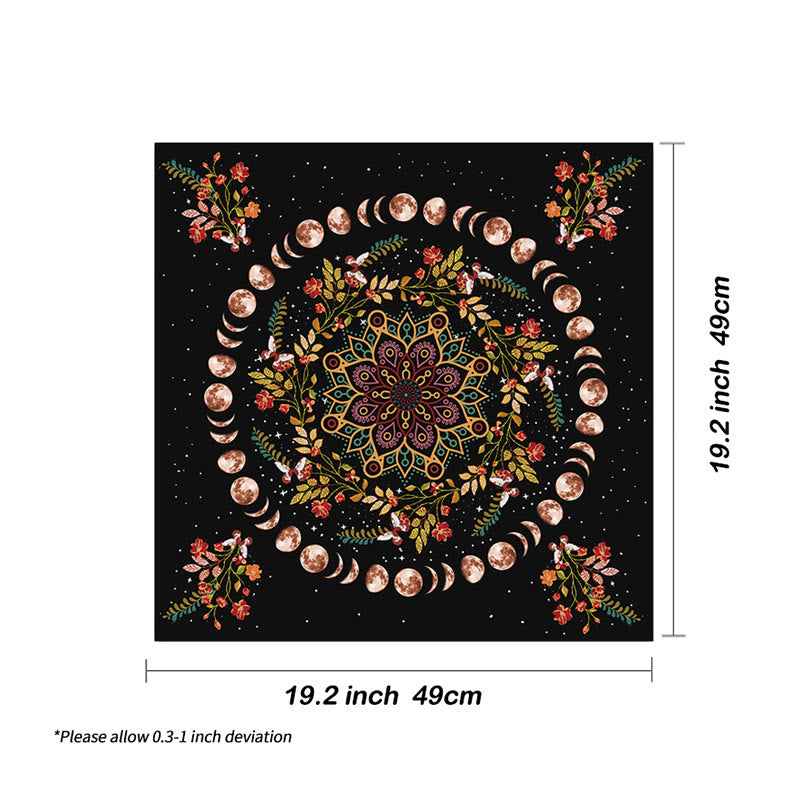 Nappe de tarot astrologique avec mandala des phases de la lune Olivenorma