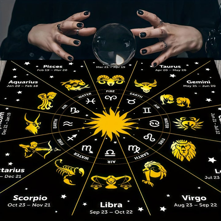 Nappe de tarot divinatoire avec 12 constellations du zodiaque Olivenorma