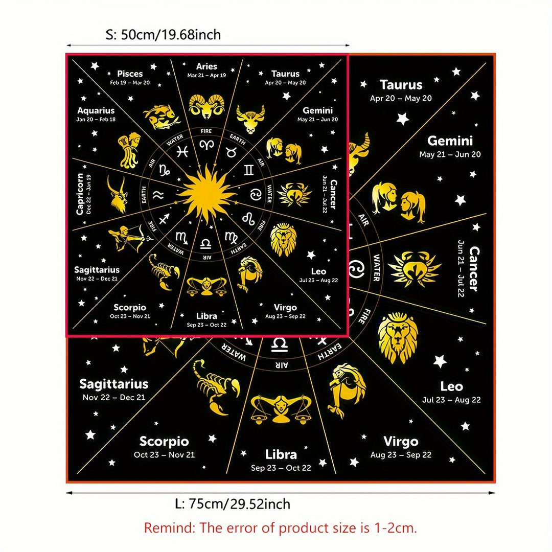 Nappe de tarot divinatoire avec 12 constellations du zodiaque Olivenorma