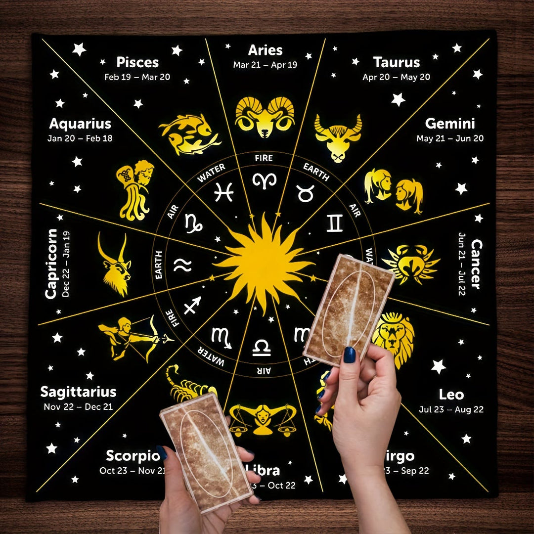 Nappe de tarot divinatoire avec 12 constellations du zodiaque Olivenorma