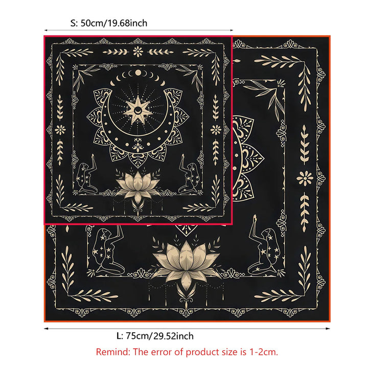 Nappe de tarot en tissu d'autel avec phases de lune dorées Olivenorma