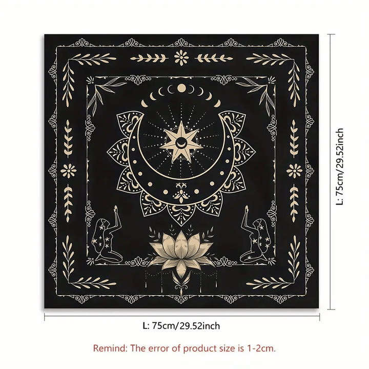 Nappe de tarot divinatoire mystique avec phases de lune et signe du lotus Olivenorma