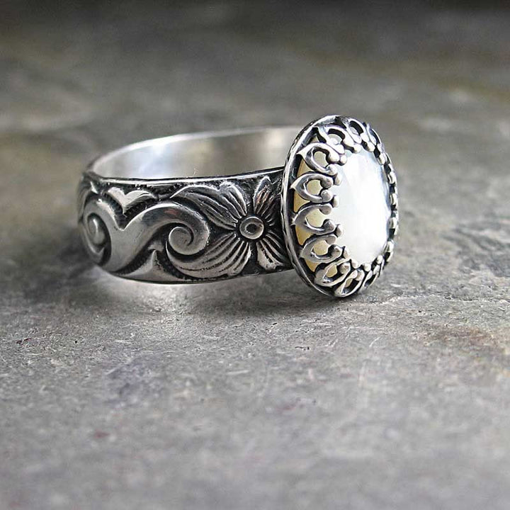 Bague en nacre Olivenorma - Cornouiller blanc