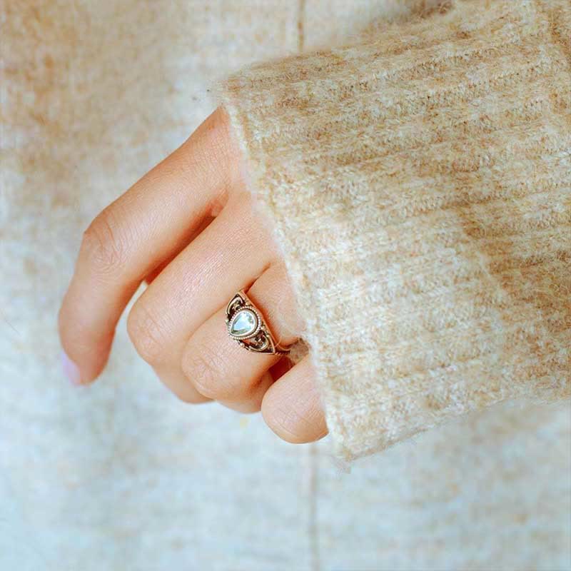 Olivenorma « Calme relaxant » – Bague lune étoiles aigue-marine