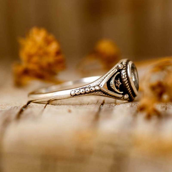 Olivenorma « Calme relaxant » – Bague lune étoiles aigue-marine