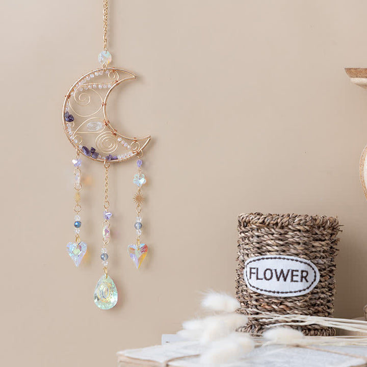 Pendentif lune enroulé à la main en améthyste Olivenorma -soleil, carillon éolien