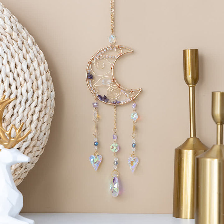 Pendentif lune enroulé à la main en améthyste Olivenorma -soleil, carillon éolien