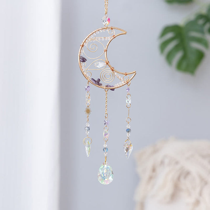 Pendentif lune enroulé à la main en améthyste Olivenorma -soleil, carillon éolien