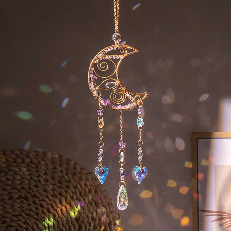Pendentif lune enroulé à la main en améthyste Olivenorma -soleil, carillon éolien