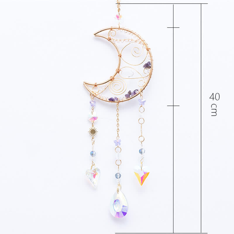 Pendentif lune enroulé à la main en améthyste Olivenorma -soleil, carillon éolien