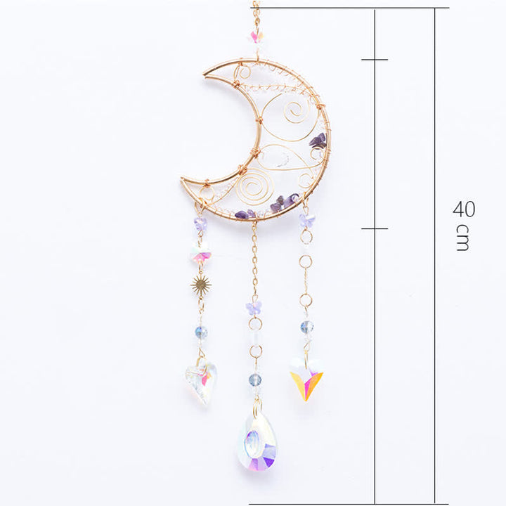 Pendentif lune enroulé à la main en améthyste Olivenorma -soleil, carillon éolien