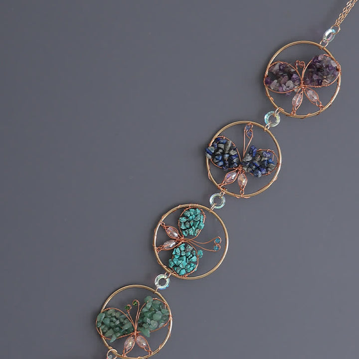 Carillon éolien en pierre concassée avec papillon Pendentif Chakra Olivenorma