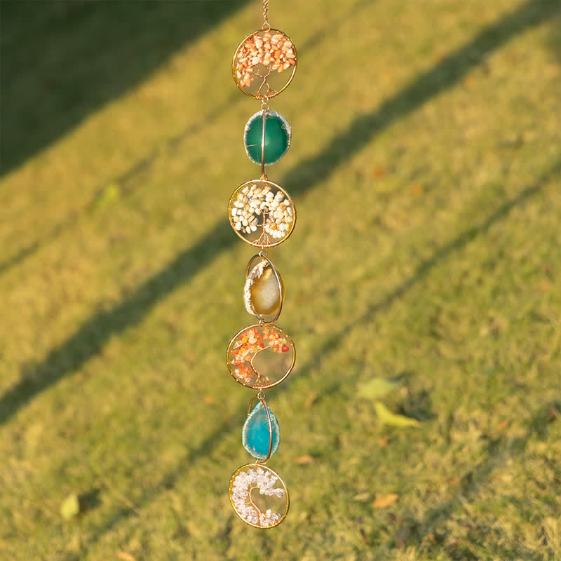 carillon éolien en agate cornaline et Pendentif arbre de vie Olivenorma