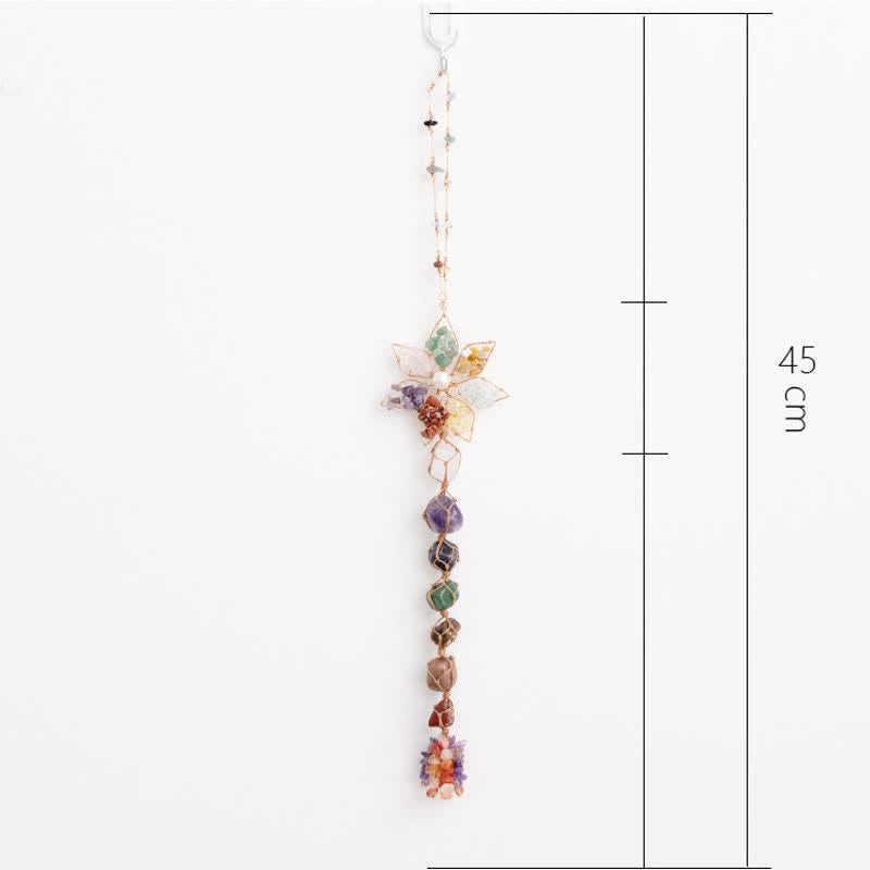 Pendentif en pierre colorée avec fleur et chakra Olivenorma