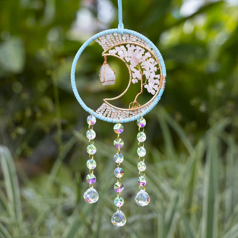 Pendentif attrape-soleil en quartz rose Olivenorma avec carillon éolien