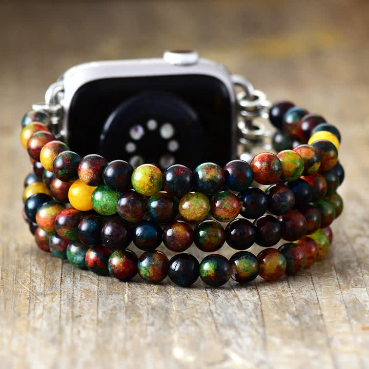 Bracelet de montre Apple en perles de quartz rose Olivenorma