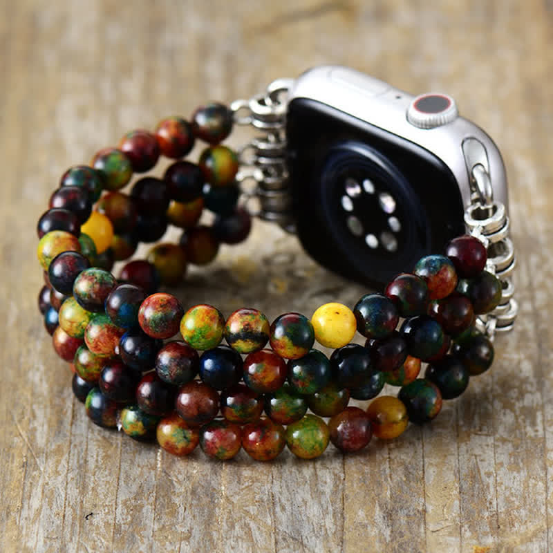 Bracelet de montre Apple en perles de quartz rose Olivenorma