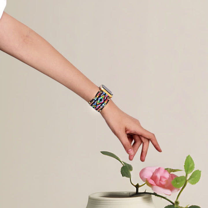 Bracelet de montre Apple tressé élastique coloré de style bohème Olivenorma