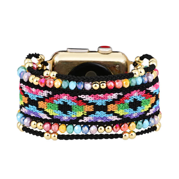 Bracelet de montre Apple tressé élastique coloré de style bohème Olivenorma