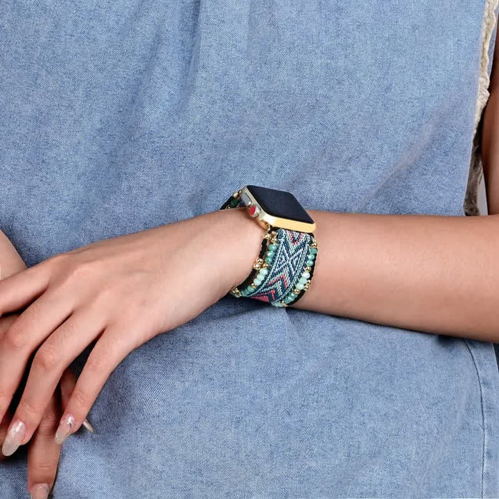 Bracelet de montre Apple tressé élastique vert menthe Olivenorma