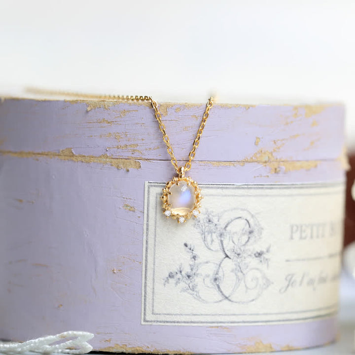 Collier avec pendentif en pierre de lune bleue Olivenorma