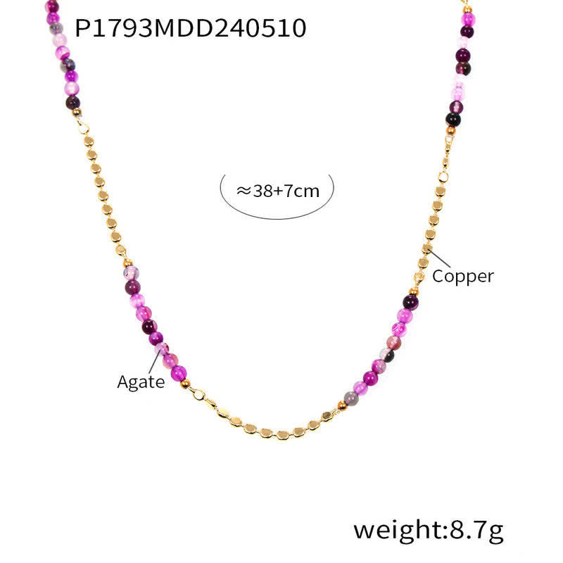 Collier de perles d'agate violette de style palais rétro Olivenorma