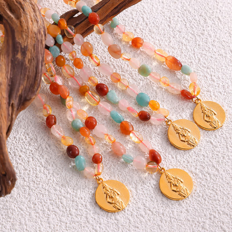 Collier pendentif disque en acier titane et pierre naturelle Olivenorma