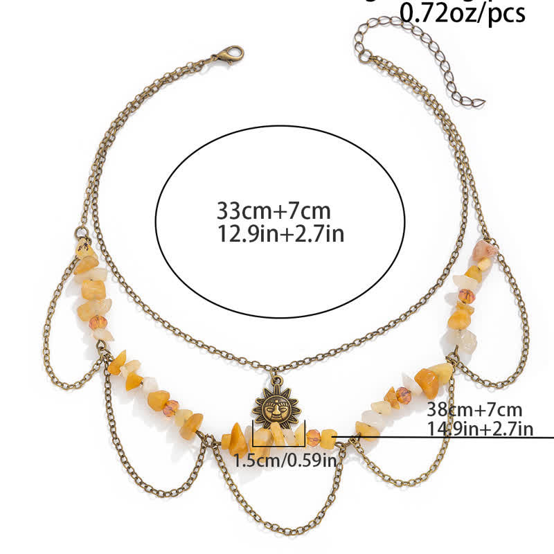 Collier avec pendentif en pierre naturelle étoile lune soleil Olivenorma