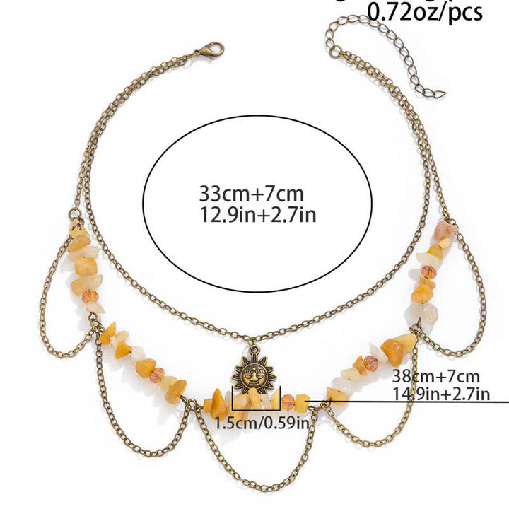 Collier avec pendentif en pierre naturelle étoile lune soleil Olivenorma