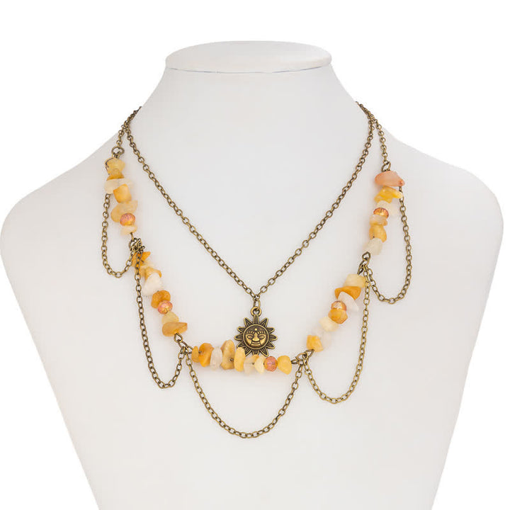 Collier avec pendentif en pierre naturelle étoile lune soleil Olivenorma