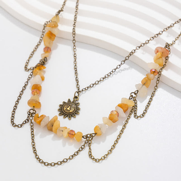 Collier avec pendentif en pierre naturelle étoile lune soleil Olivenorma