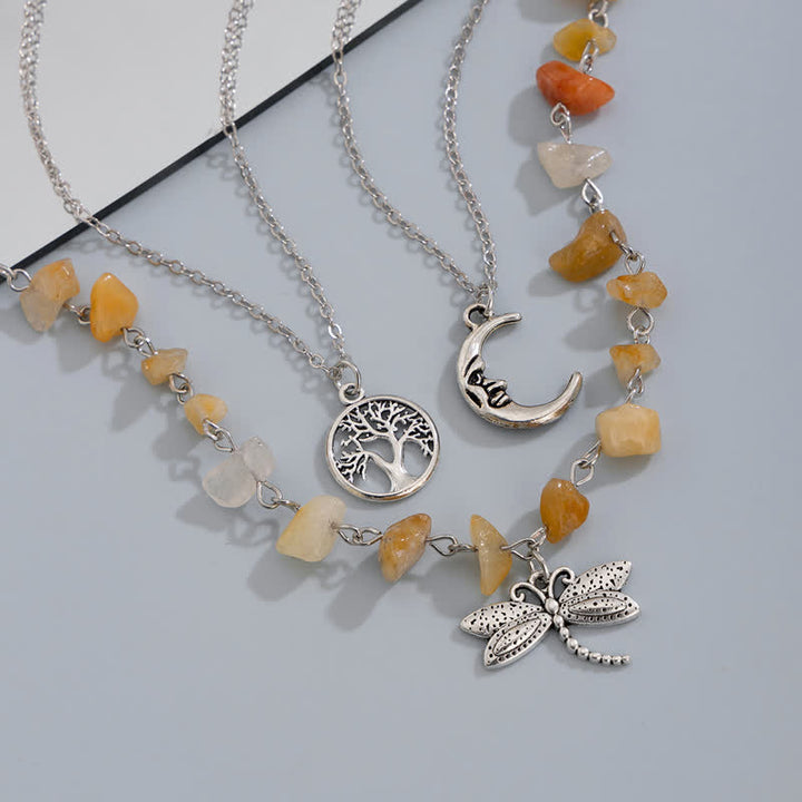 Collier avec pendentif en pierre naturelle étoile lune soleil Olivenorma