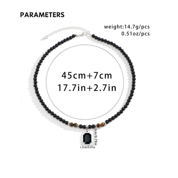 Collier pour homme en perles de pierre naturelle d'onyx noir Olivenorma - image 8