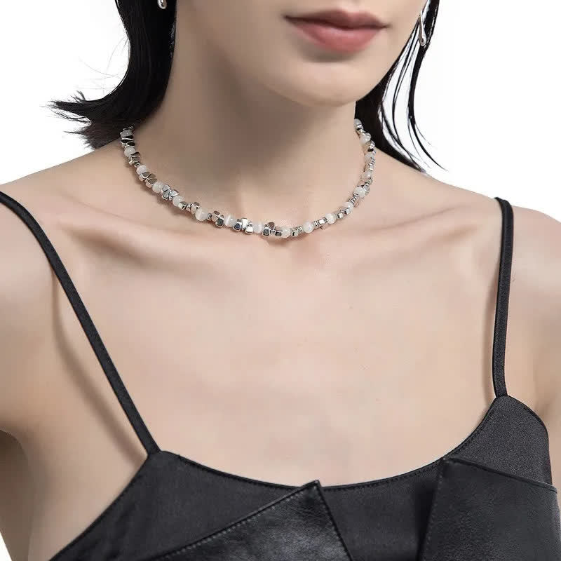 Collier de perles en hématite avec pierre œil de chat Hip Hop Olivenorma