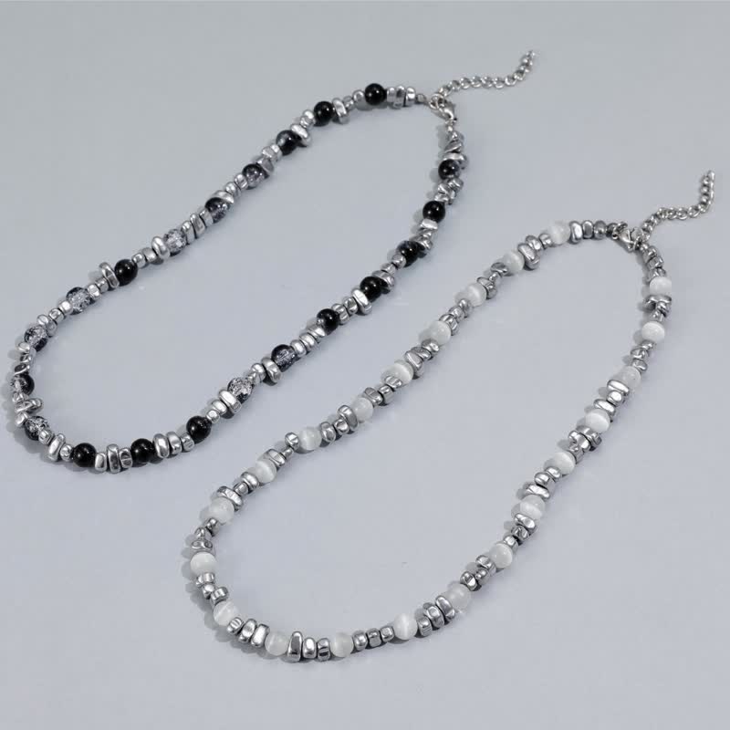 Collier de perles en hématite avec pierre œil de chat Hip Hop Olivenorma