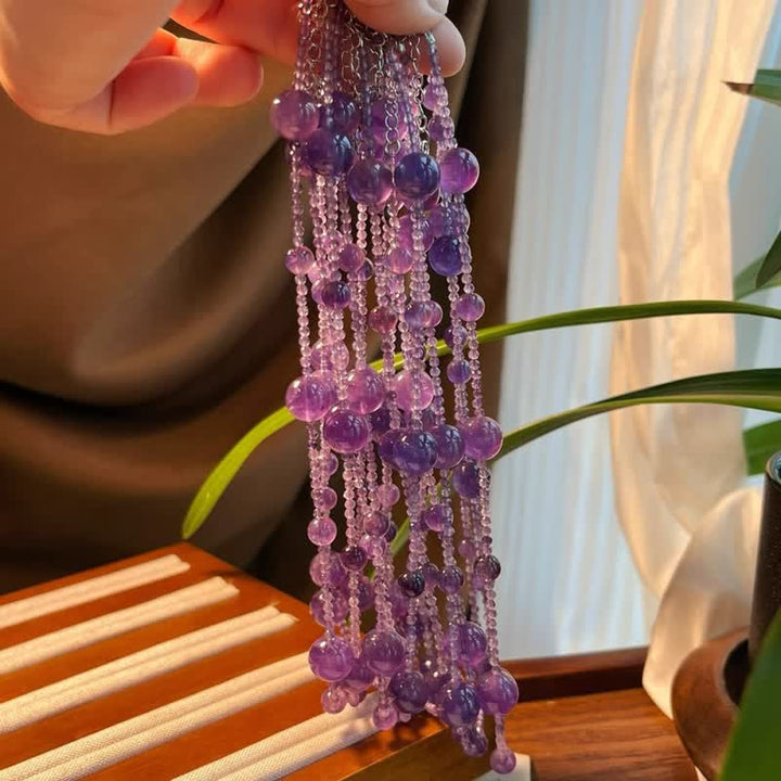 Collier de clavicule en grosses et petites perles d'améthyste naturelle Olivenorma