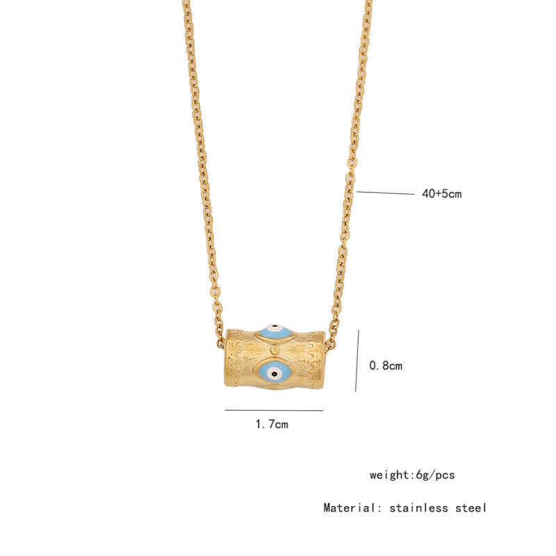 Collier pendentif mauvais œil en forme de goutte d'huile Olivenorma en acier inoxydable