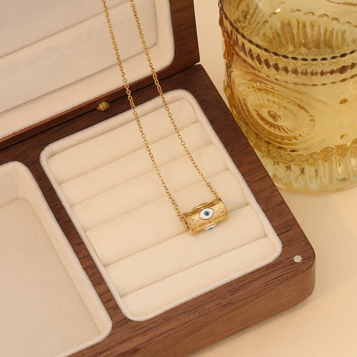 Collier pendentif mauvais œil en forme de goutte d'huile Olivenorma en acier inoxydable