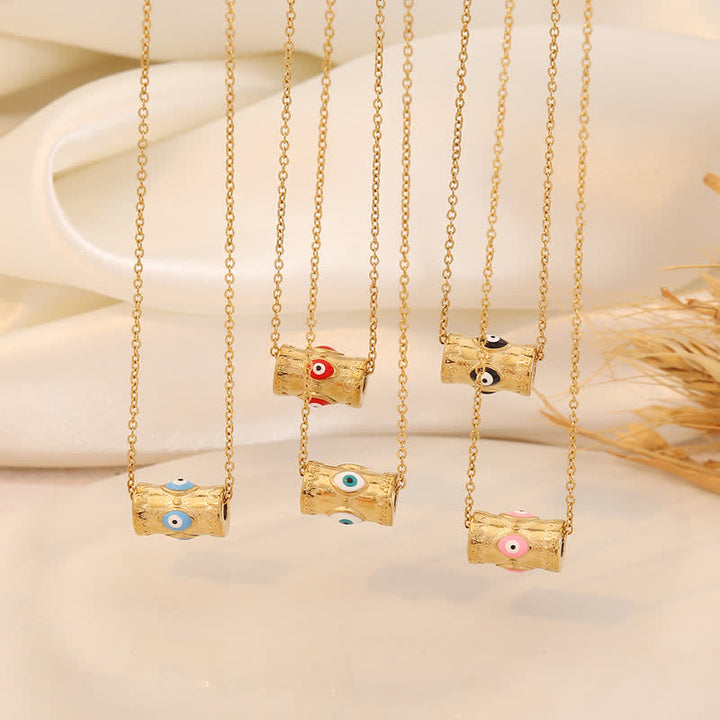 Collier pendentif mauvais œil en forme de goutte d'huile Olivenorma en acier inoxydable