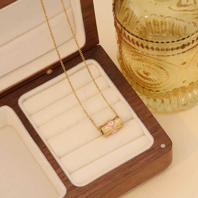 Collier pendentif mauvais œil en forme de goutte d'huile Olivenorma en acier inoxydable