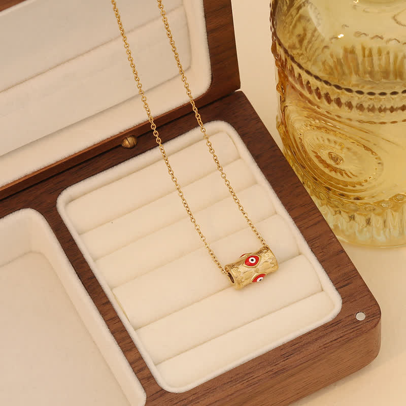 Collier pendentif mauvais œil en forme de goutte d'huile Olivenorma en acier inoxydable