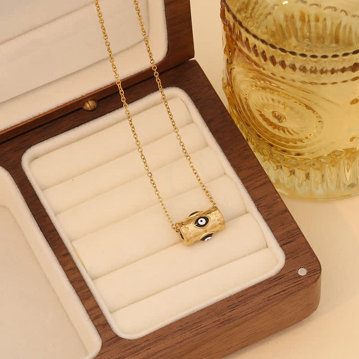 Collier pendentif mauvais œil en forme de goutte d'huile Olivenorma en acier inoxydable