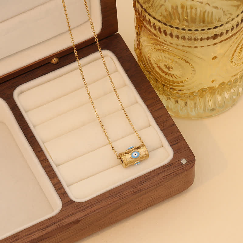 Collier pendentif mauvais œil en forme de goutte d'huile Olivenorma en acier inoxydable