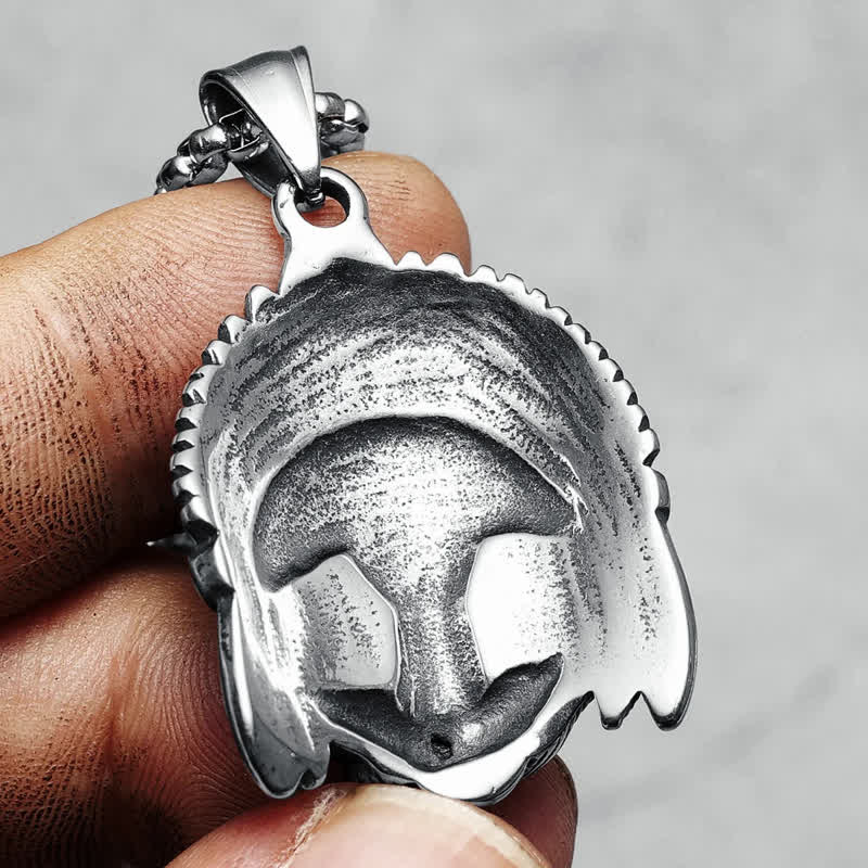 Collier punk rock en acier inoxydable avec œil bleu turquoise et chef de chat Olivenorma